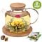 Bamboo & Glass Teapot with Stainless-Steel Strainer in Spout