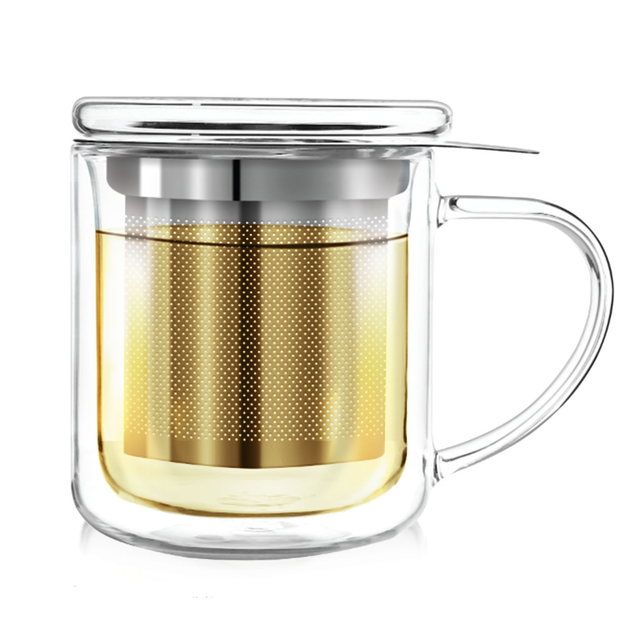 Teabloom Modern Brewing Cup with Loose Tea Infuser and Lid, Standard 12 oz.  Capacity - Single-Serve Tea Maker