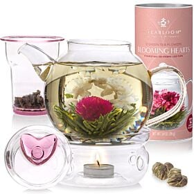Eternal Love Tea Set with Infuser, Warmer and Blooming Teas