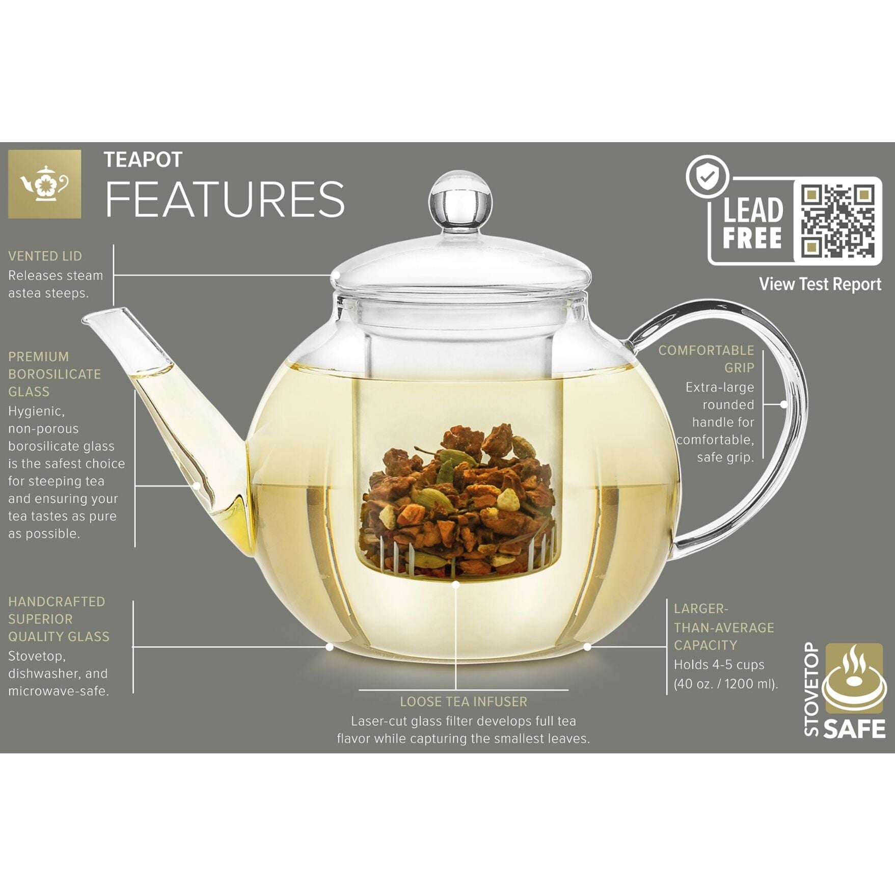 Teabloom Celebration Teapot Small Glass Modern Teapot Teabloom