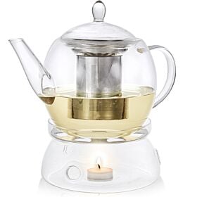 Prague Glass Teapot & Tea Warmer Set