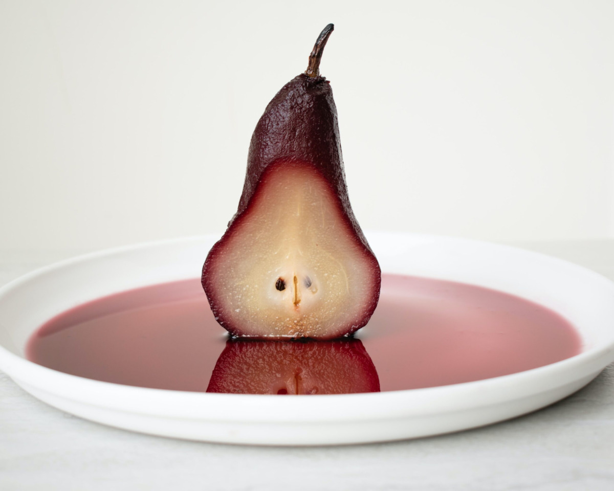 Masala Chai Poached Pears with Creme Anglaise